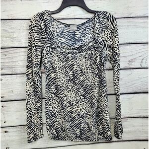 Daytrip MEDIUM Black/White Animal Print LS Blouse